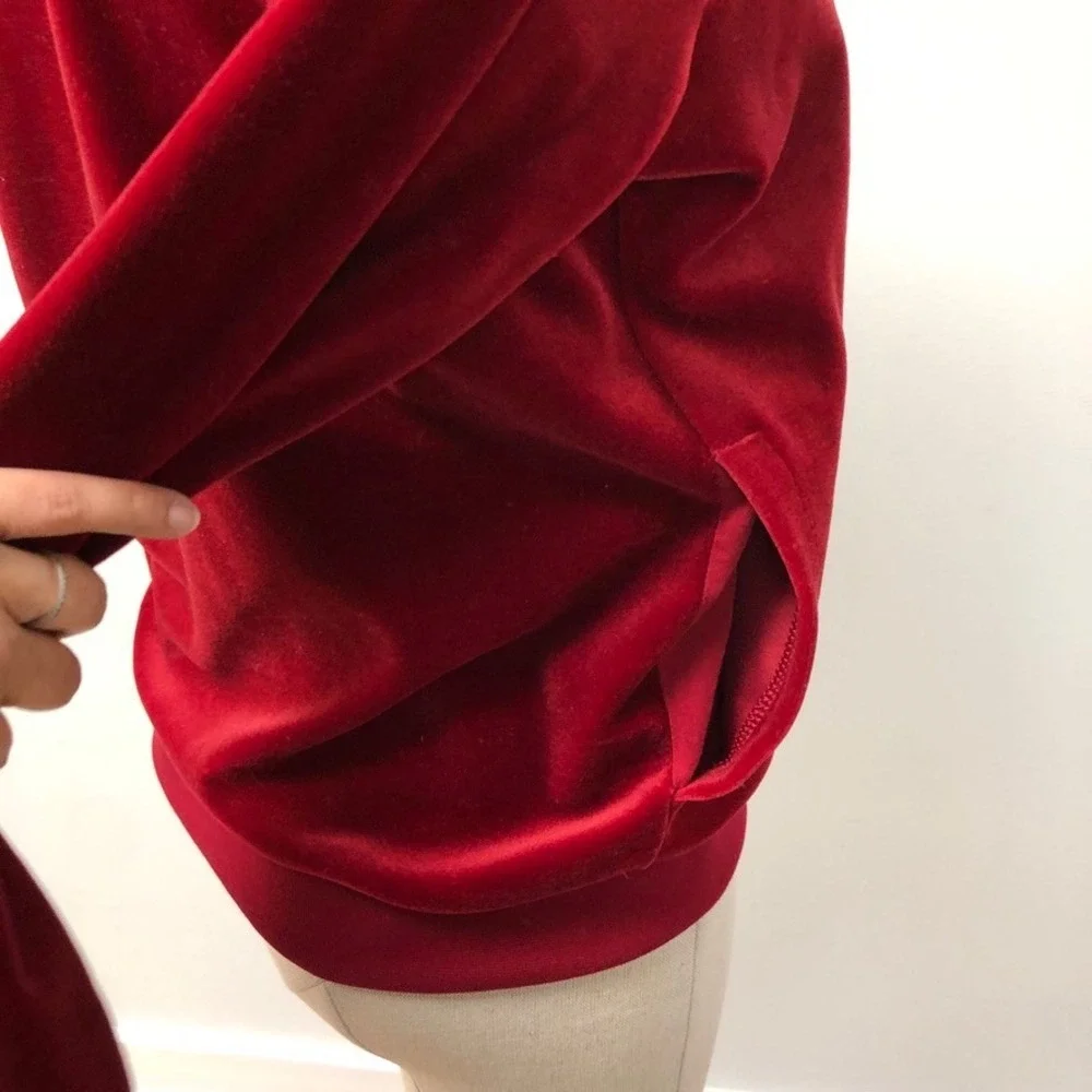 Nike Pullover Womens‎ Small Red Gold Velour Quarter Zip Retro Sporty Streetwear